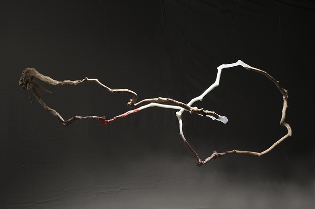 Tomato Abe, Blood to Milk, 2019, kilnformed glass and wood